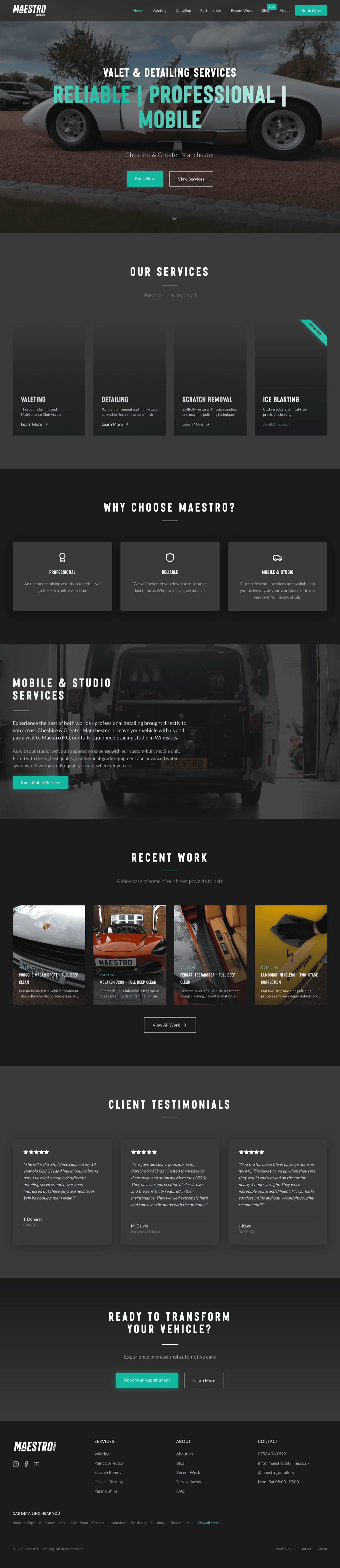 Homepage screenshot for Maestro Detailing