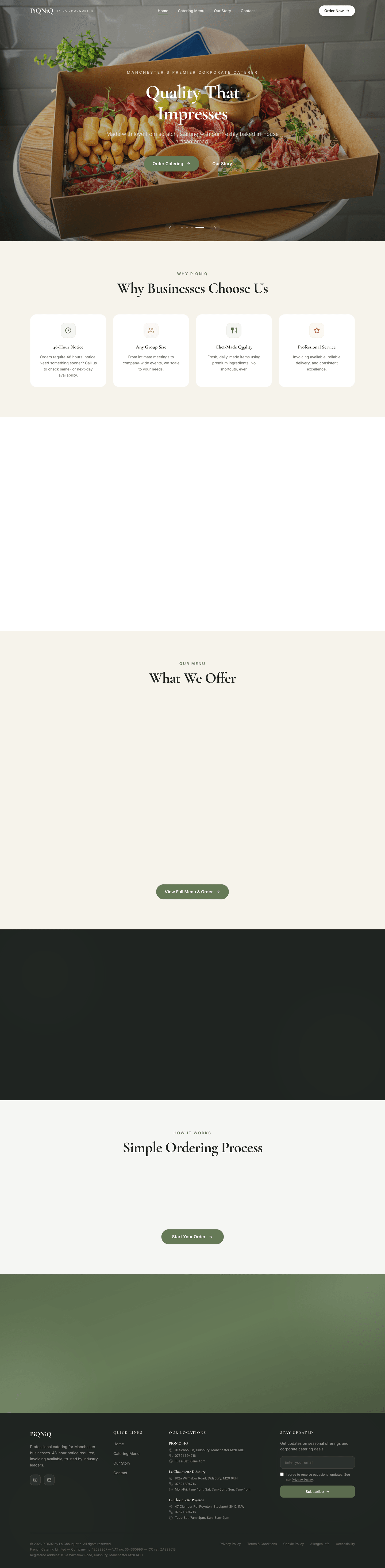 Homepage screenshot for Piqniq Catering